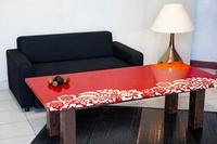 Decorated lava table top
