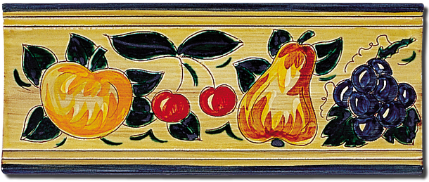 Carrelage - Décoration - Frise 11 x 26 Fruits Antique- Motif - Design - Faïence de Provence à Salernes