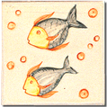 Carrelage - Décor 11 x 11 Poissons C- Motif - Design - Faïence de Provence à Salernes