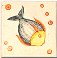 Carrelage - Décoration - Décor 11x11 Poisson D - Motif - Design - Faïence de Provence à Salernes