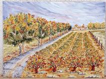 Panneau Décoré - Fresque - Les Vignes - Fait Main - Salernes en Provence